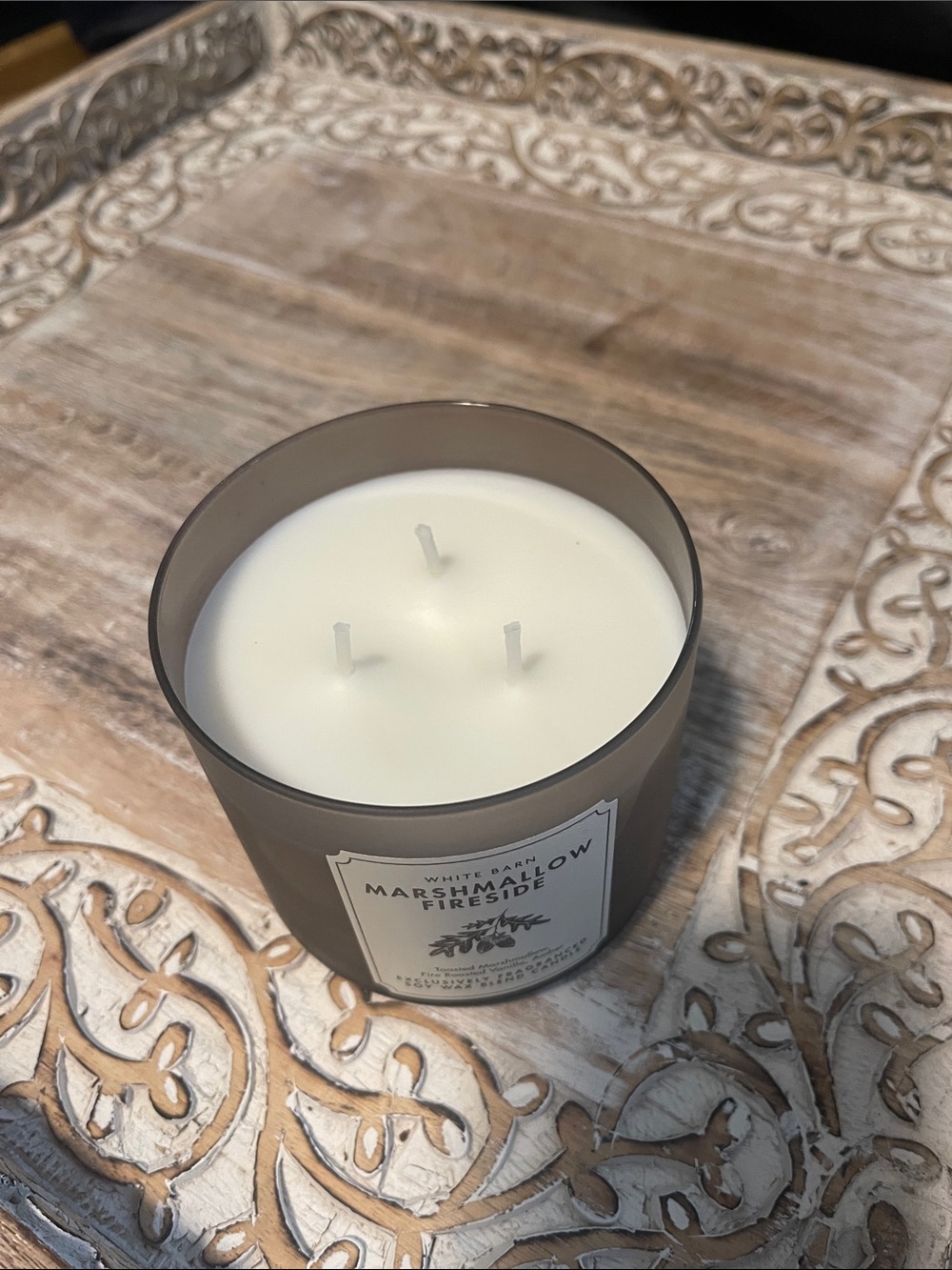 White Barn Marshmallow Fireside Candle in Taupe with Copper Lid - Picture 2 of 4
